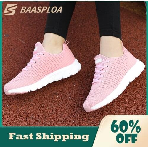 Baasploa 2021 Womens Sneaker Absorption Lace up Shoes Non-Slip Wear-Resistant Soft Runing Shoes Size 35-39 Walking Sneakers