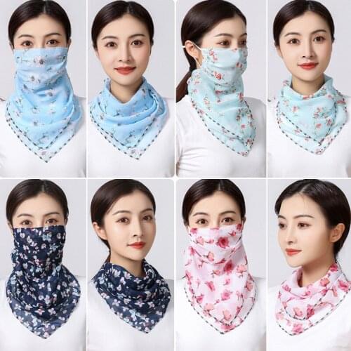 Scarf Mask Women 2021 Breathable Cyling Shawl Wrap Ring Headband Scrunchies Bandanas Spring Summer Chiffon Sun Protective Scarf