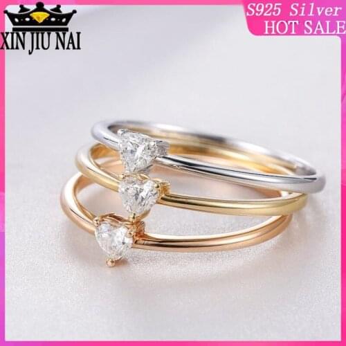Simple hearts love shape simulation diamond womens zircon ring rose gold gold white gold