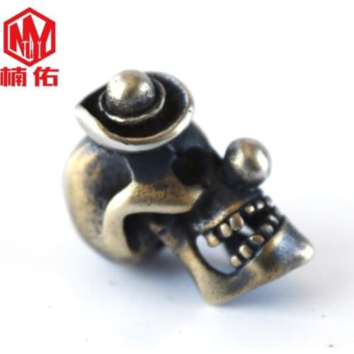 1PC Skull Retro Brass Copper EDC Paracord Beads Lanyard Pendants Knife Beads Umbrella Rope Cord Necklace Bracelet Beads Pendants