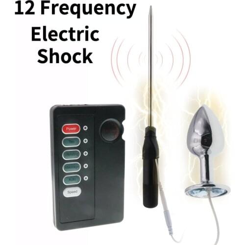 12 Frequency Vibration Electric Shock Anal Plug Ejaculation Delay Toy Set Male Masturbation Orgasm BDSM Sex Toys for Men
