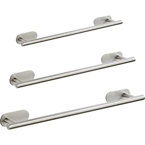 40cm 50cm Stainless Steel Bathroom Towel Rack Self Adhesive Wall-Mounted Bathroom Balcony Towel Clothes Shelf Hanger