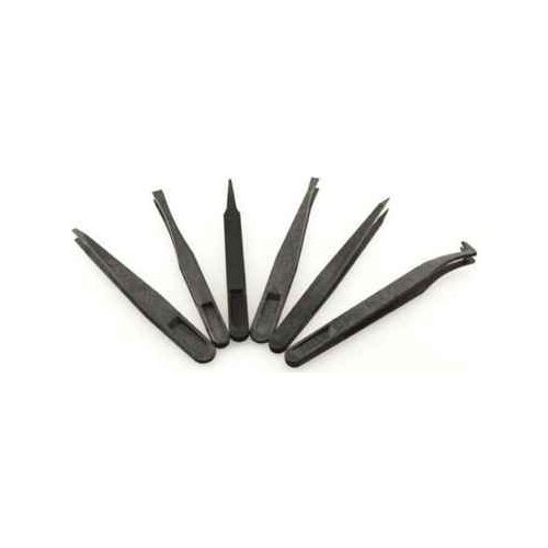 50pcs/pack 6 pcs Best Selling All Purpose Precision ESD Tweezers Set Black Anti Static Plastic Tool Kit
