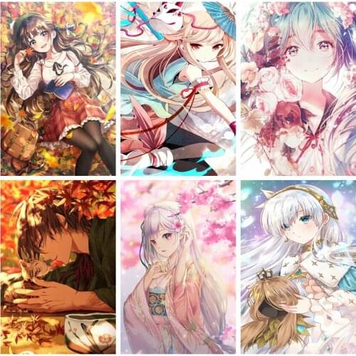 5D DIY Cartoon Anime Girl Diamond Painting Full Drill Embroidery Cross Stitch Needlework Mosaic Home Decor Craft Christmas Gift