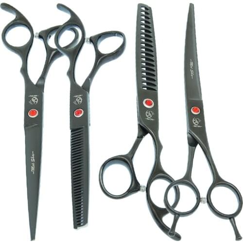 7" Dog Grooming Scissors Japan 440C Straight Curved Cutting Shears Pet Thinning Trimming Tijeras Animal Trimmers Supplies B0028A