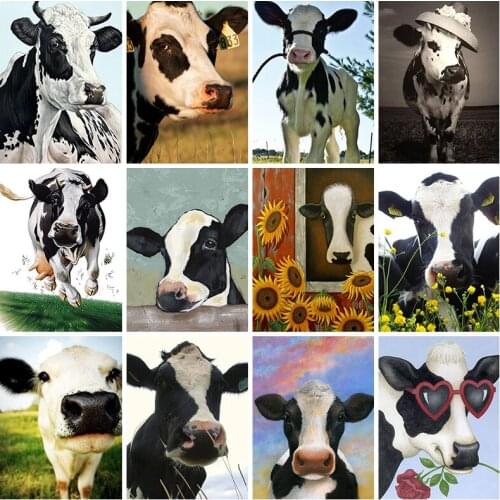 Animal Cow DIY Diamond Painting 5D Full Drill Cross Stitch Embroidery Mosaic Picture with Accessoires