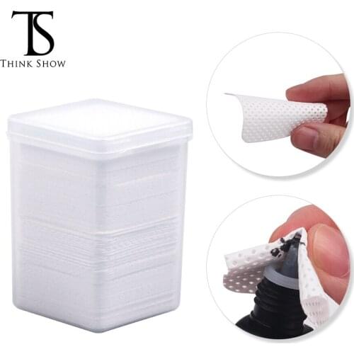 THINKSHOW 200PCS/Box Lint-Free Paper Cotton Wipes Eyelashes Glue Remover Cotton Pads Glue Bottle Mouth Cleaning Tools
