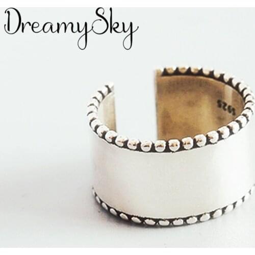 Bohemian Fashion Silver Color Large Smooth Antique Rings For Women Girls Big Finger Ring Bridal Jewelry joyas de plata