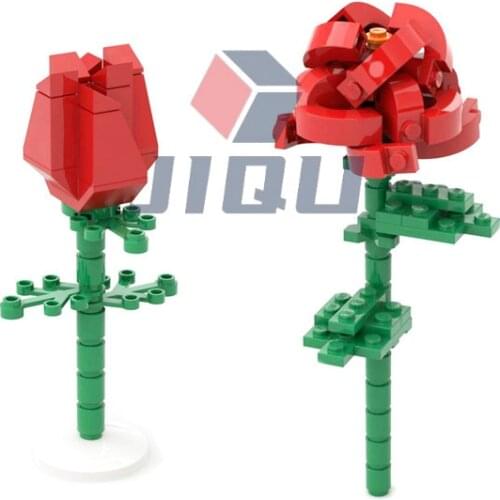 MOC Rose Flower Bouquet Building Blocks Romantic STEM Kit Construction Friends Bricks Toys for Girls Kids Gifts