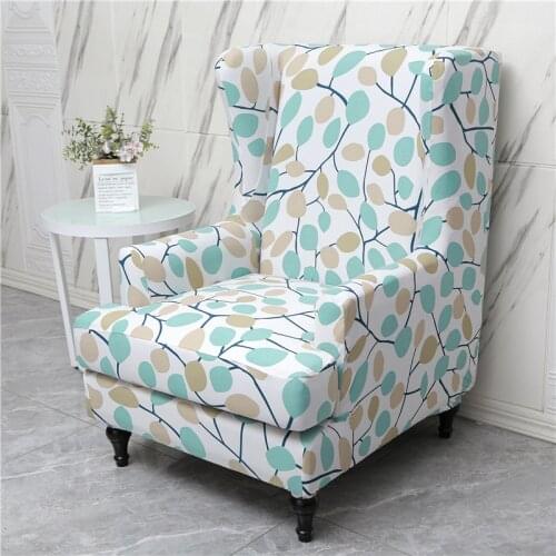 Split Style Wingback Chair Cover Spandex Floral Relax Wing Back Chair Slipcover for Living Room Elastic King Back Armchair Cover