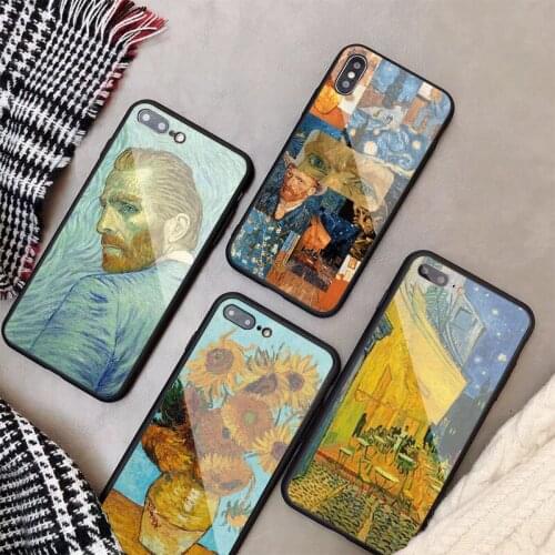 Van Gogh Skull Tardis Tempered Glass Phone Case For iPhone 5 5S 6 6plus 7 8 plus X XR XS Max 11 PRO Max SE 2020