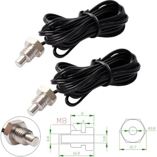 2x NTC 10K Thermistor Temperature Sensor Thread Probe Cable 1/2/3m