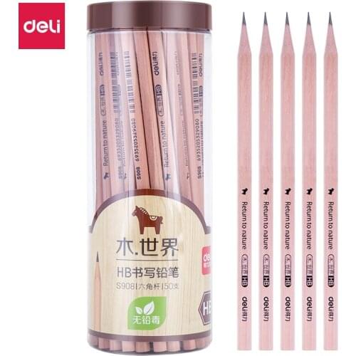 Deli 50pcs/barrel Wood World Series Hexagonal HB Pencils Sketch Drawing Student Pencil for art School Supplies lapiz S908