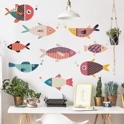 DIY Cartoon Fish Wall Sticker Animal for Kids Baby Room Bathroom Nursery Home Decoration Poster Mural