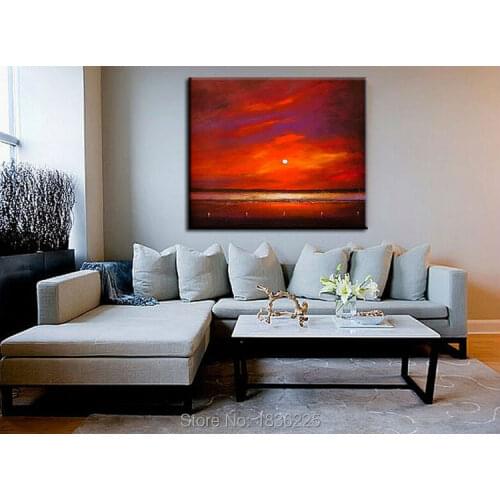 Best selling handmade item abstract paintings on canvas watercolor powder sunset oil painting on canvas house decoration product