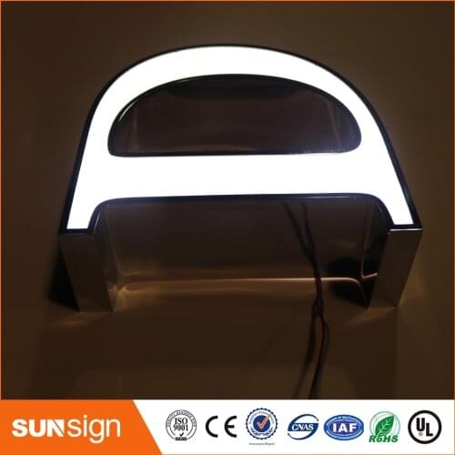 Custom acrylic surface stainless steel led lighted letters sign making