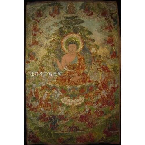 Chinese Antique collection the Thangka embroidery Shakya Muni diagram