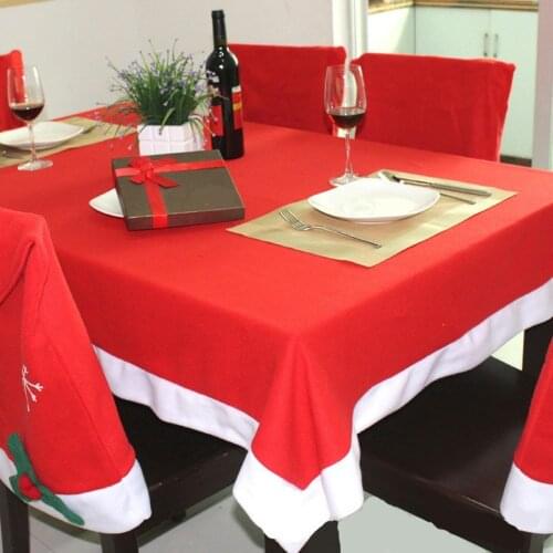 Christmas tablecloth set 6 pcs chairs Cover and 1 pc table cloth manteles para mesa navidad xmas decorations for home new year