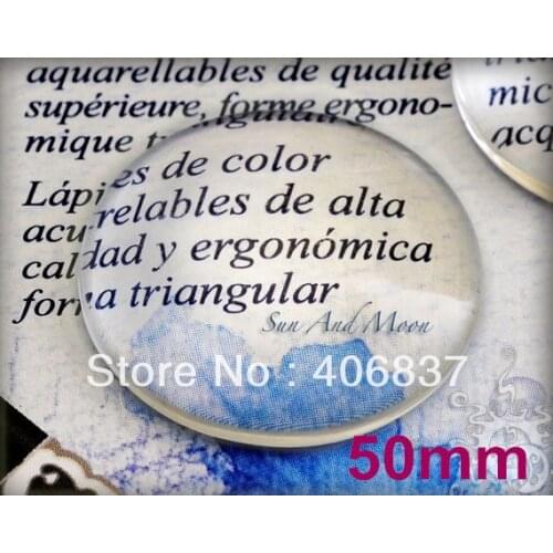 10pcs/lot, Good Quality 50mm Domed Round Transparent Clear Magnifying Glass Cabochon