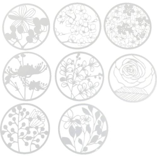 8Pcs Round Grilles Drawing Molds Plastic Children Painting Stencils DIY Paper Art Craft Card Label Scrapbook Bookmark Educationa
