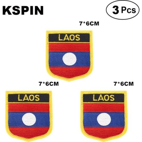 Laos Shiled Shape flag patches national flag patches for Cothing DIY Decoration