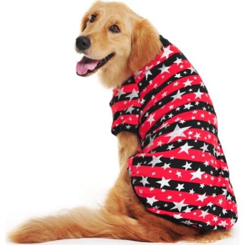 Pets World Summer Large Dog Clothes Cotton Big Dogs T Shirt Giltter Star Prints