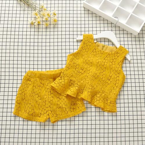 Summer Newborn Baby Girl Clothes Floral Tank Top + Shorts 2PCS Outfits Toddler Kids Clothing Set Lace Fashion suit