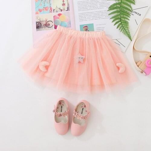 Fashion Girls Princess Tutu Skirt Designed Star Moon Tulle Pettiskirt Kids Birthday Party Skirt for 2-8 Ys Children Wear
