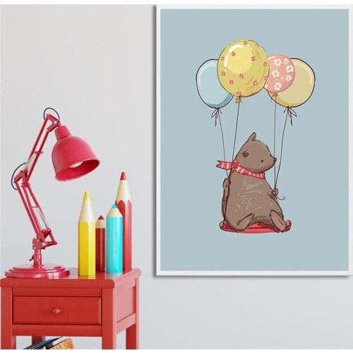 Cartoon Abstract Lovely Animal Home Decor Nordic Canvas Painting Kit Bedroom Living Room Sweet Family Wall Art Print Cute Poster