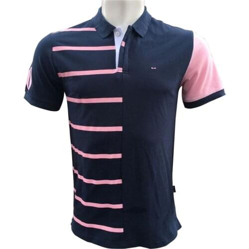 Mens classic striped park short sleeve men french brand casual embroidery social cotton tops plus 3xl