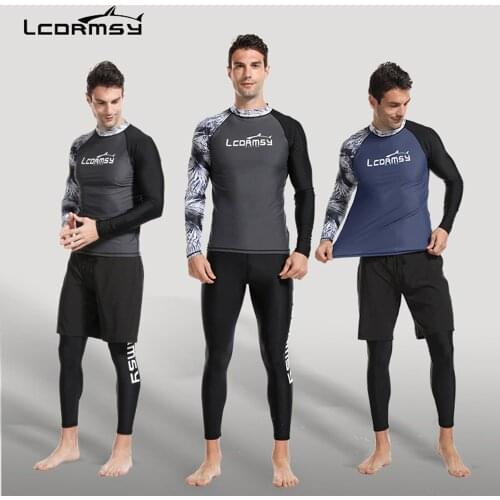 LCDRMSY Mens Surf Rash Protection Shorts + Zipper Shirt Fashion Rash Protection UV Protection Surfing Snorkeling Swimwear