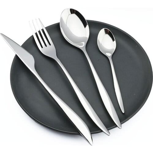 4Pcs Cutlery Set Silver Tableware Set Stainless Steel Silverware Set Fork Spoon Knife Dinnerware Set Kitchen Hotel Wedding Home