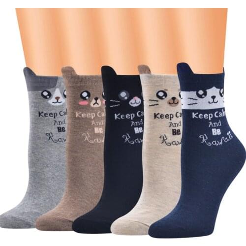 New Womens Funny Socks Korean Style Women Cat Cartoon Series Casual And Comfortable Socks Harajuku Kawaii Colleg Style