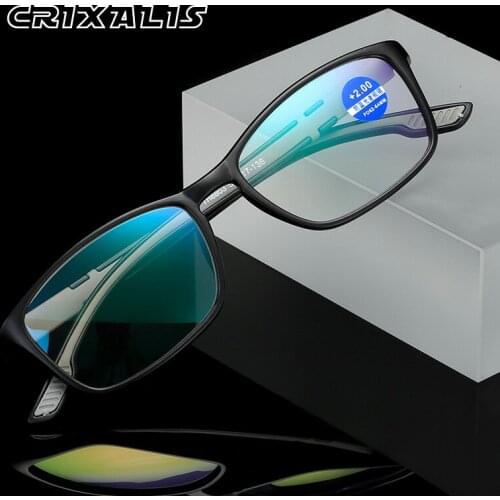 CRIXALIS Vintage TR90 Reading Glasses Women Men Anti Blue Light Presbyopia Prescription Eyeglasses Hyperopia Eyewear Male UV400