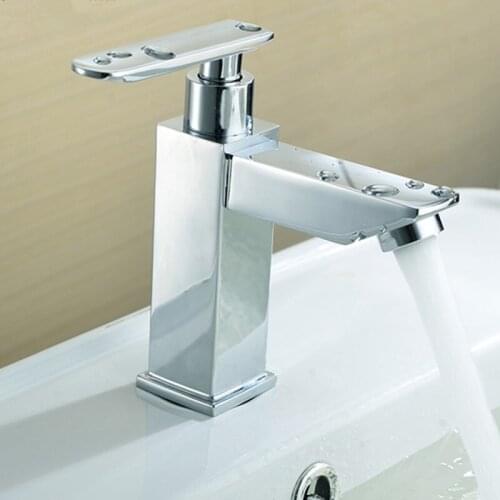 Single Cold Bathroom Basin Faucet Chrome Brass Sink Faucet Single Handle Single Hole Deck Mounted Rotatable Free Shipping