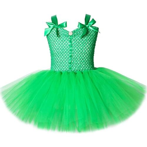 Solid Green Tutu Dress for Baby Girls Fairy Dresses for Ireland St.Patricks Day Kids Girl Halloween Christmas Costumes V-neck