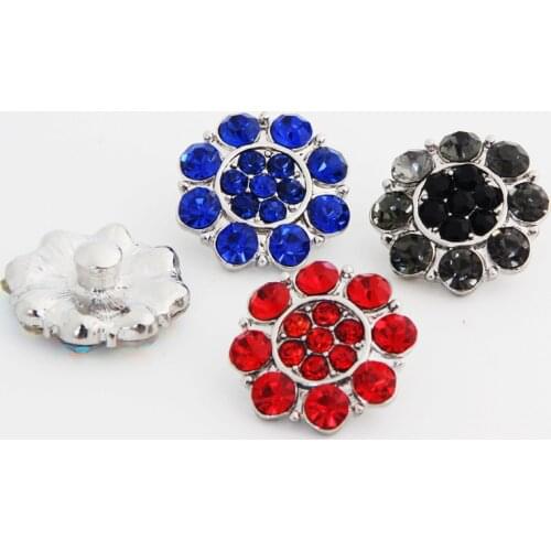 Wholesale 045 18mm rhinestone metal button for snap button Bracelet Necklace Jewelry For Women Silver jewelry