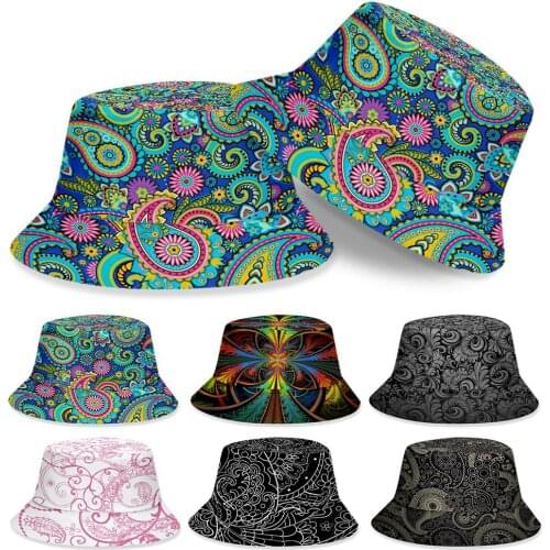 2020 New Panama Bucket Hat Kids Summer Bucket Cap 3D Paisley Cashew Print Hat Bob Hat Hip Hop Fishing Fisherman Hat Sun Hat