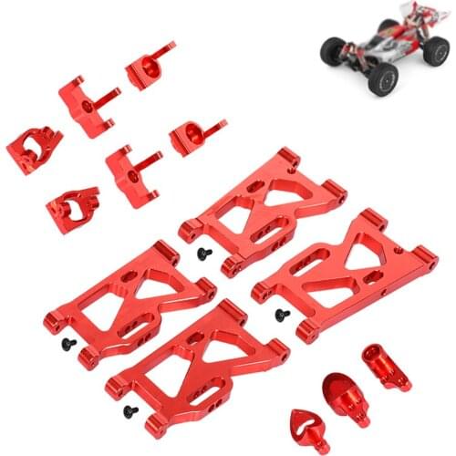 For Wltoys 144001 Racing Car Aluminium Alloy Front And Rear Arms Steering Hub Rear Front Wheel Seat Metal Seat Set