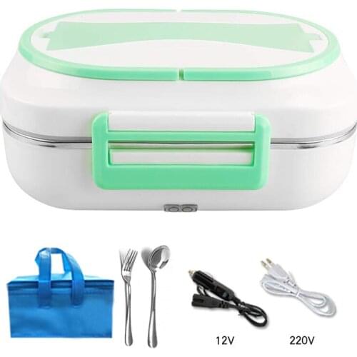 Portable 12V 220V Car Office Electric Heating Lunch Box Meal Heater Food Warmer Storage Container Stainless Box Kids