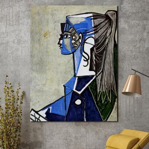 Portrait Of Women In Green Chair By Picasso Canvas Posters Prints Abstract Wall Art Painting Decorative Picture Home Decoration