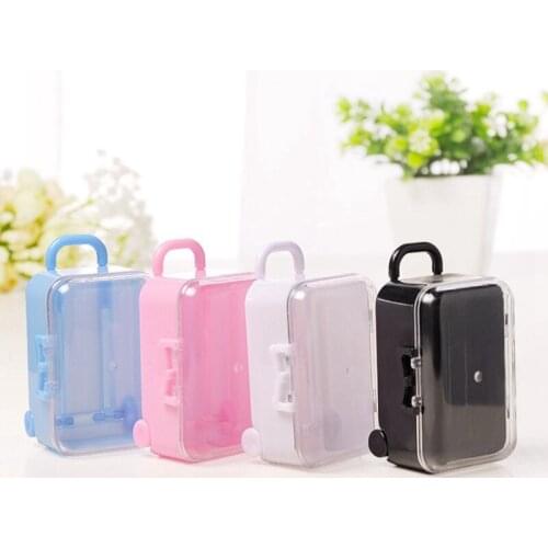 Pink mini roller travel suitcase candy box personality creative wedding candy box luggage trolley case candy toy small storage b