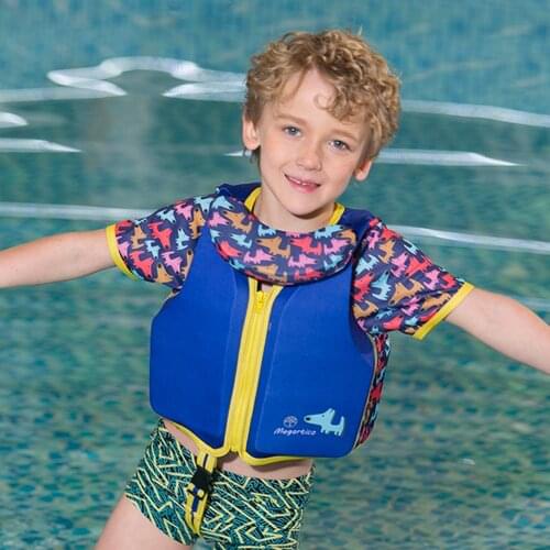 Megartico Kids Life Jacket With Float Collar Puppy Dog Print Swimming Learning Vest For Child 2-6 Years Old Toddler Life Vest