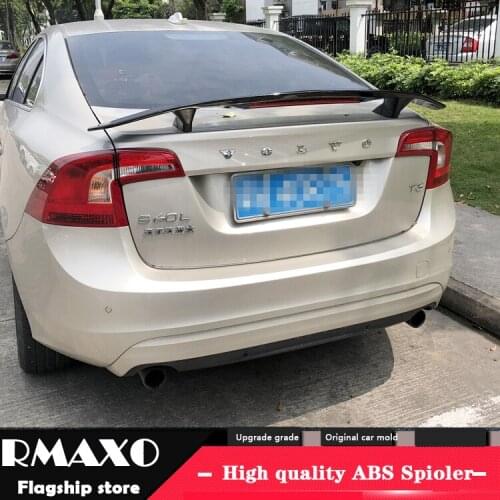 For Volvo S60 Spoiler 2006-2019 Volvo S60 S90 High Quality Spoiler ABS Material Car Rear Wing Primer Color Rear Spoiler