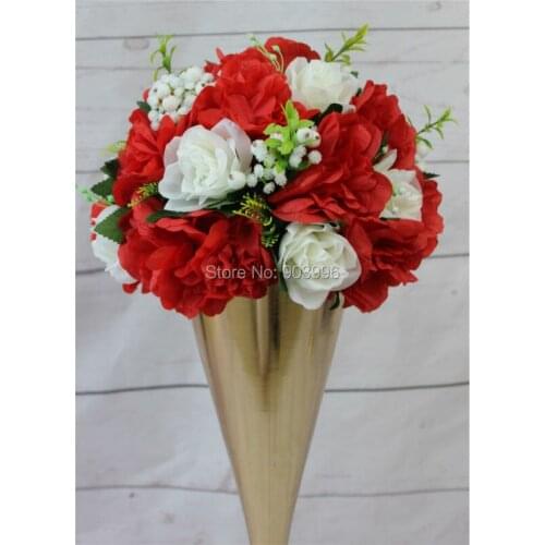 SPR 30CM Mix red & ivory wedding road lead flower dahlia Rose flowers flower candlestick table centerpiece flower decoratio