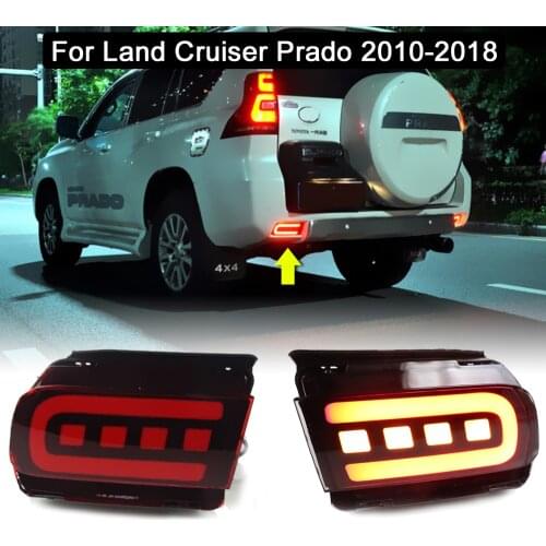 Red Lens LED Rear Bumper Reflector Lamp For Land Cruiser Prado LC150 2010-2018 Drving Warning Light Brake Light Turn Signal