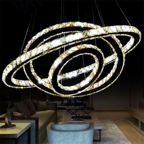 Nordic Luster Ring Led Crystal Chandeliers Lights Living Room Restaurant Bedroom Lamp Modern Art Deco Luxury Lounge Luminaires