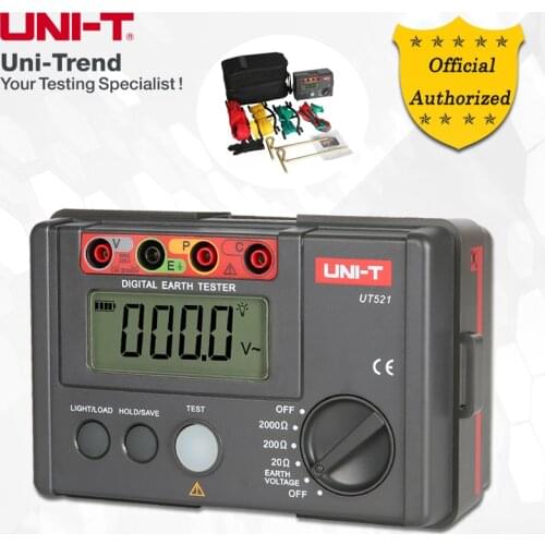 UNI-T UT521 Earth Resistance Tester; Simple 2-Wire Testing/Precision 3-Wire Testing, Data Logging, Low Battery Indication