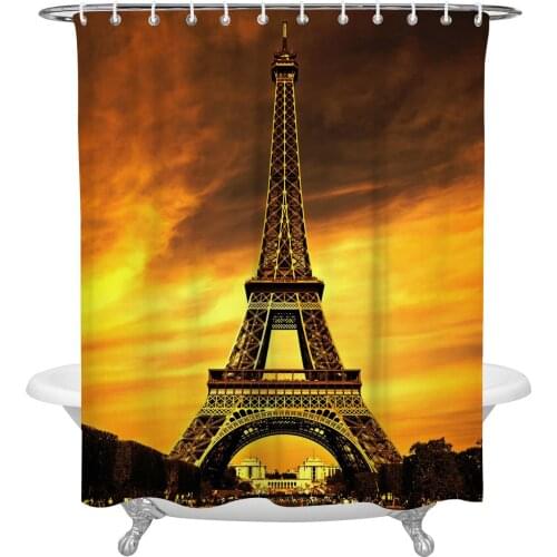 Waterproof Shower Curtains Eiffel Tower Sunset City Scenery Shower Curtain Frabic Polyester Bathroom decor Curtain