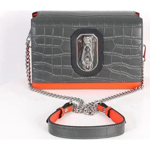WOONAM 2020 New Bag Women Fashion Handbag Genuine Calf Leather Alligator Chain Shoulder Contrast Color Crossbody Bag